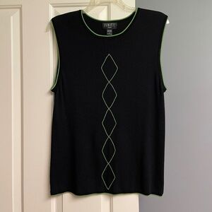 Finity Black Green Argyle Knit Sleeveless Vest, Women, 1X